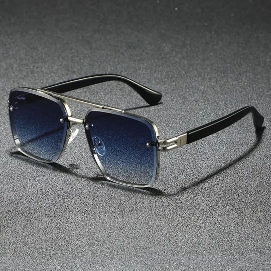 Retro Square Gradient Sunglasses with Silver Frame