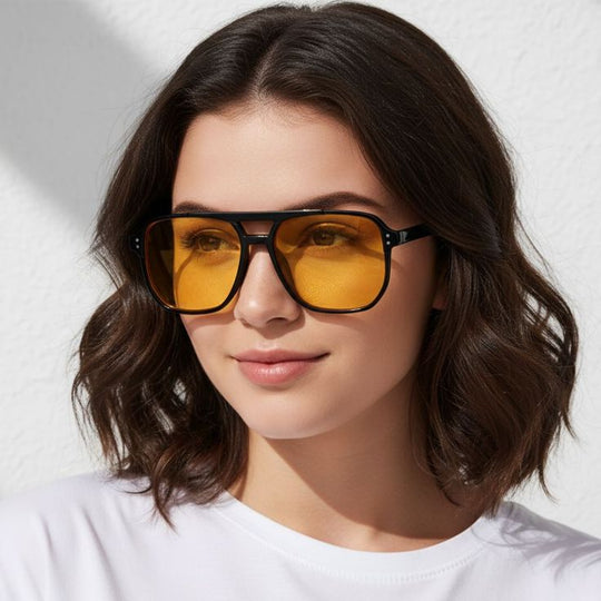 Vintage Aviator Style Yellow Lens Glasses