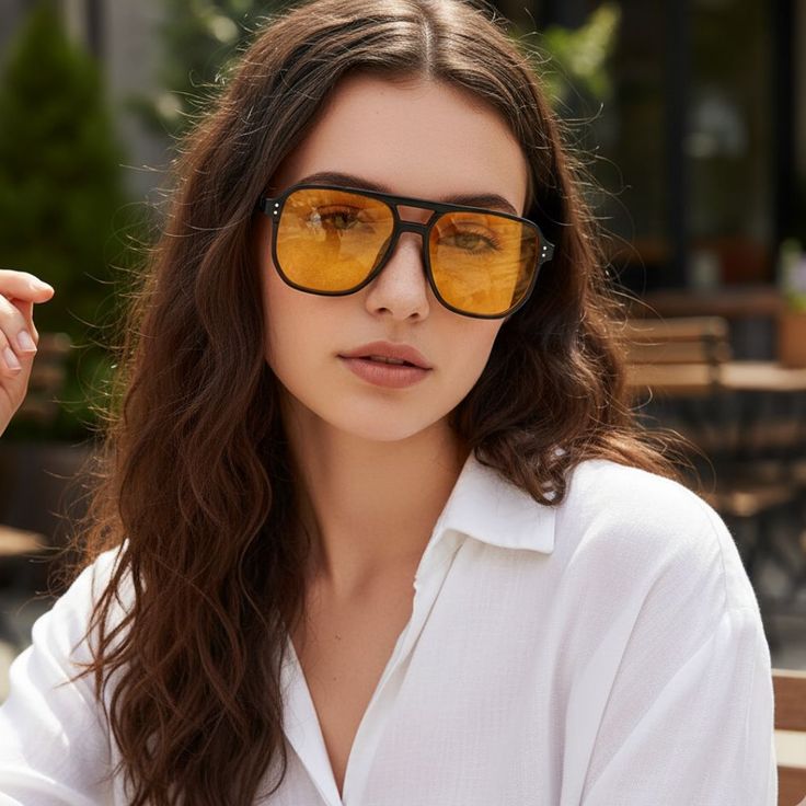 Vintage Aviator Style Yellow Lens Glasses