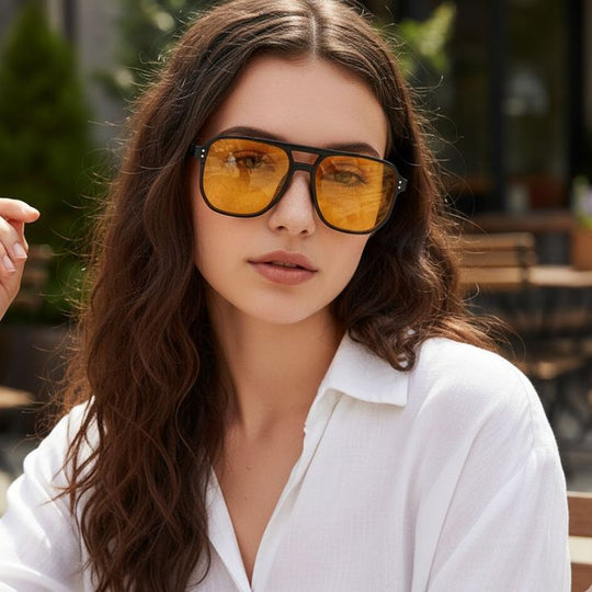 Vintage Aviator Style Yellow Lens Glasses
