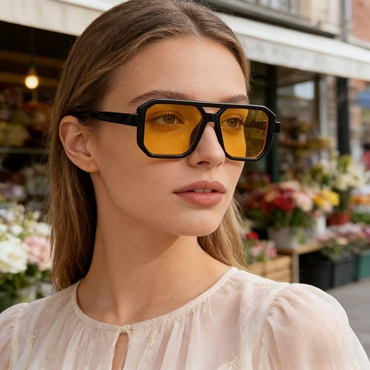 Vintage Aviator Style Yellow Lens Glasses