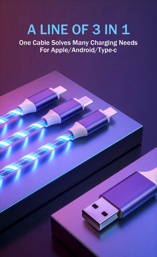 3 in 1 Led Light Up Charger Charging Cable