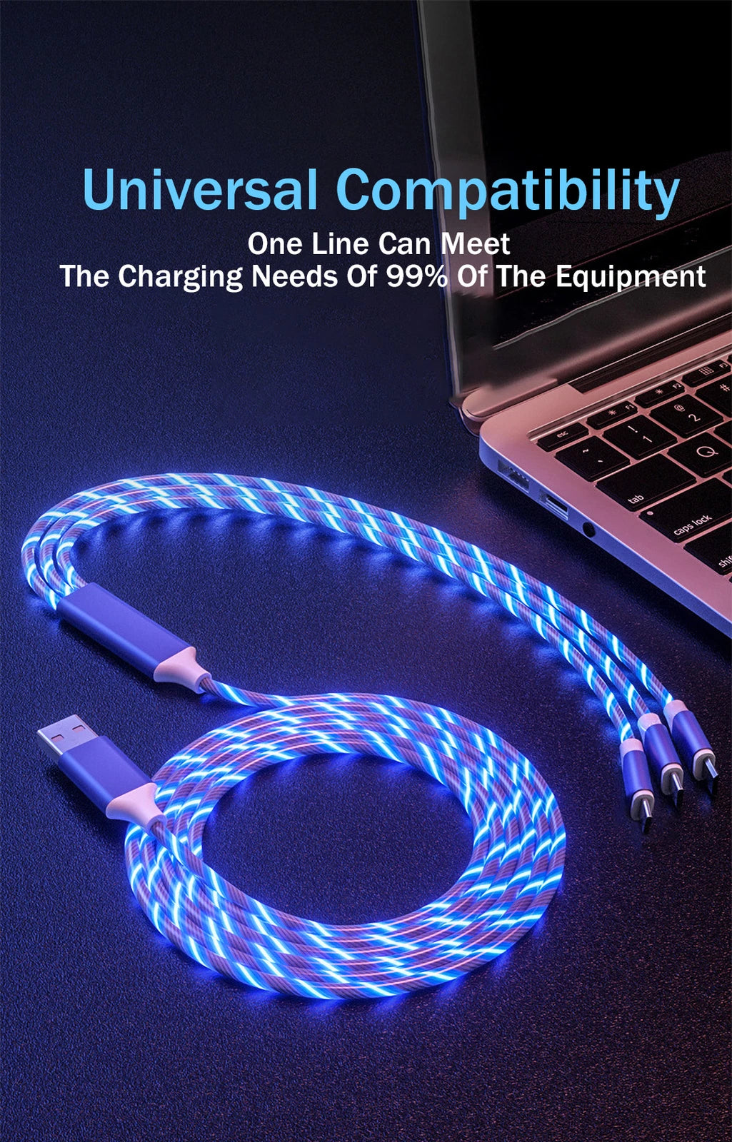 3 in 1 Led Light Up Charger Charging Cable